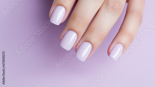 woman manicure beautiful finger nails treatment on pastel color background created with Generative AI Technology