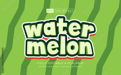 watermelon text effect 100% editable vector - summer season