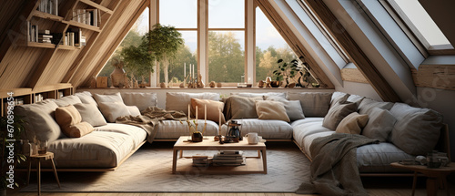 Attic Living Room with Textured Fabrics  Scandinavian Atmo