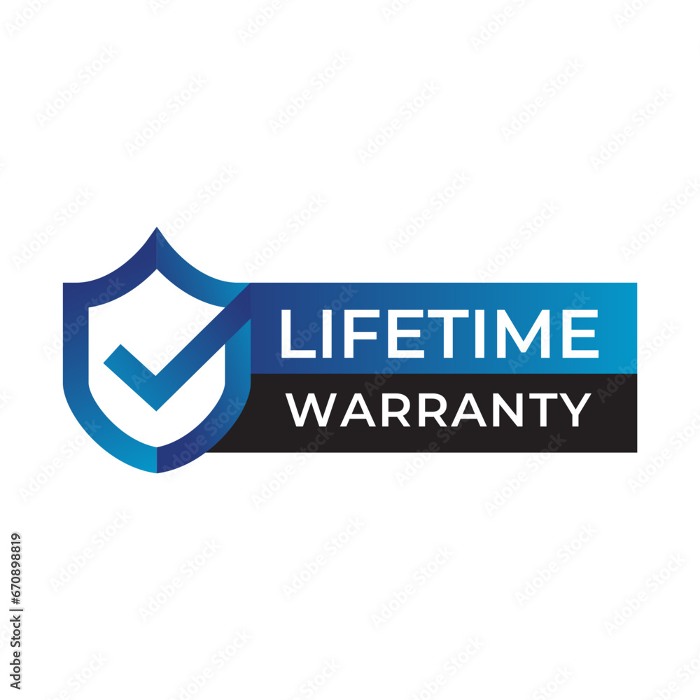 Gradient banner lifetime warranty. Lifetime Warranty label, sticker, seal, badge, icon, logo, signflat vector illustration - obrazy, fototapety, plakaty 