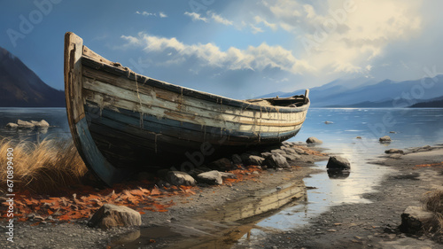 Abandoned shipwreck on the coast