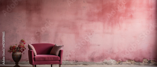 Large Empty Wall in Faded Rose Accent Chair in Corner