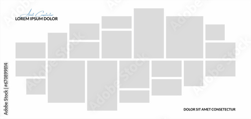 Pictures or photos frame collage. comics page grid layout abstract photo frames and digital photo wall template