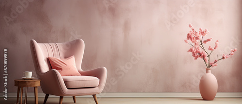 Empty Wall in Blush Pink Canvas Chair