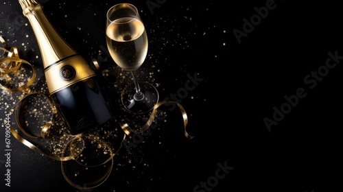 New year celebration party concept background. Champagne celebration greeting card.