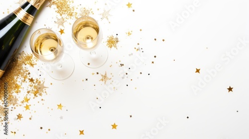 New year celebration party concept background. Champagne celebration greeting card.