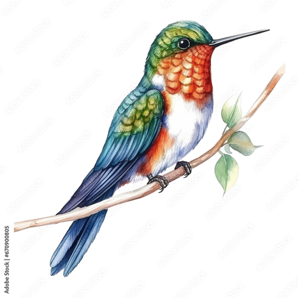 Fototapeta premium watercolor hummingbird ,watercolor illustrations
