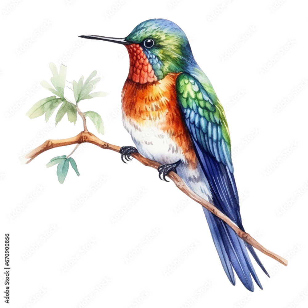 Fototapeta premium watercolor hummingbird ,watercolor illustrations