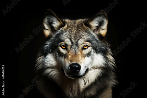 portrait of wolf, AI generated