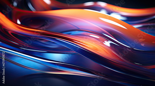 Neumorphism abstract wallpaper three dimensional wave lines and flowing curve shapes combine with unique translucent glass in shades of orange, blue and purple