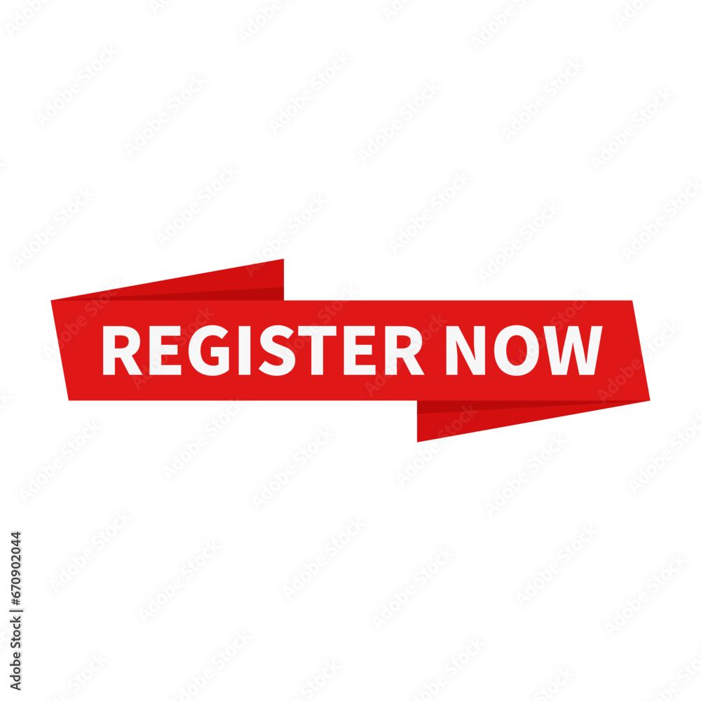 Register Now In Red Rectangle Ribbon Shape For Promotion Marketing Sign Up
Register Now In Red Rectangle Ribbon Shape For Promotion Marketing Sign Up
