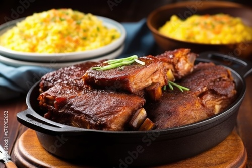 thick glazed pork ribs served with cornbread