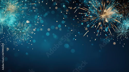 New Year's Eve background design with fireworks with empty copy space © Uwe