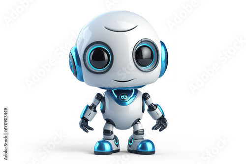Cute and clever smiling bot, isolated on transparent background, pdf file