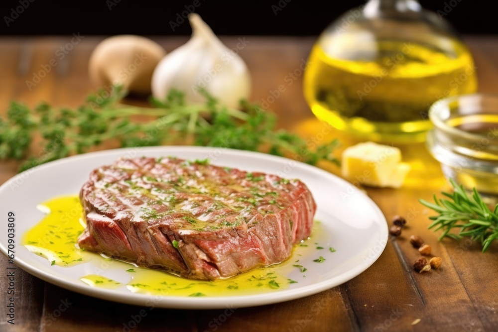 juicy steak with melted butter pat on top juicy steak with melted butter pat on top