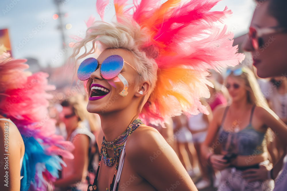 Portrait of beautiful dancer girl at new year EDM festival Portrait of beautiful dancer girl at new year EDM festival