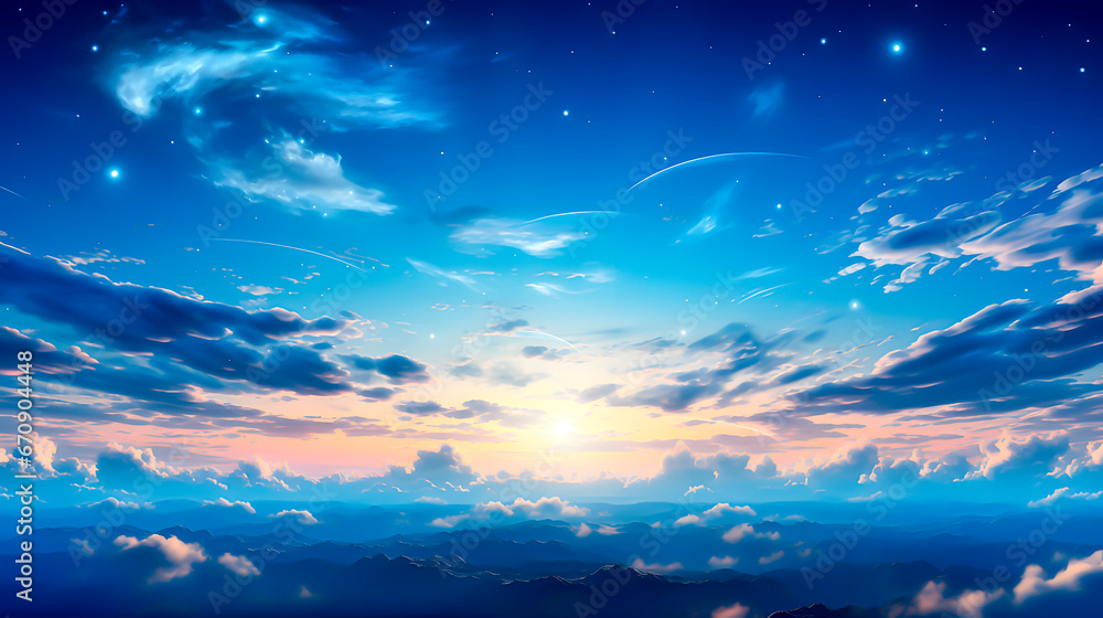 Illustration of sky with clouds. Abstract background