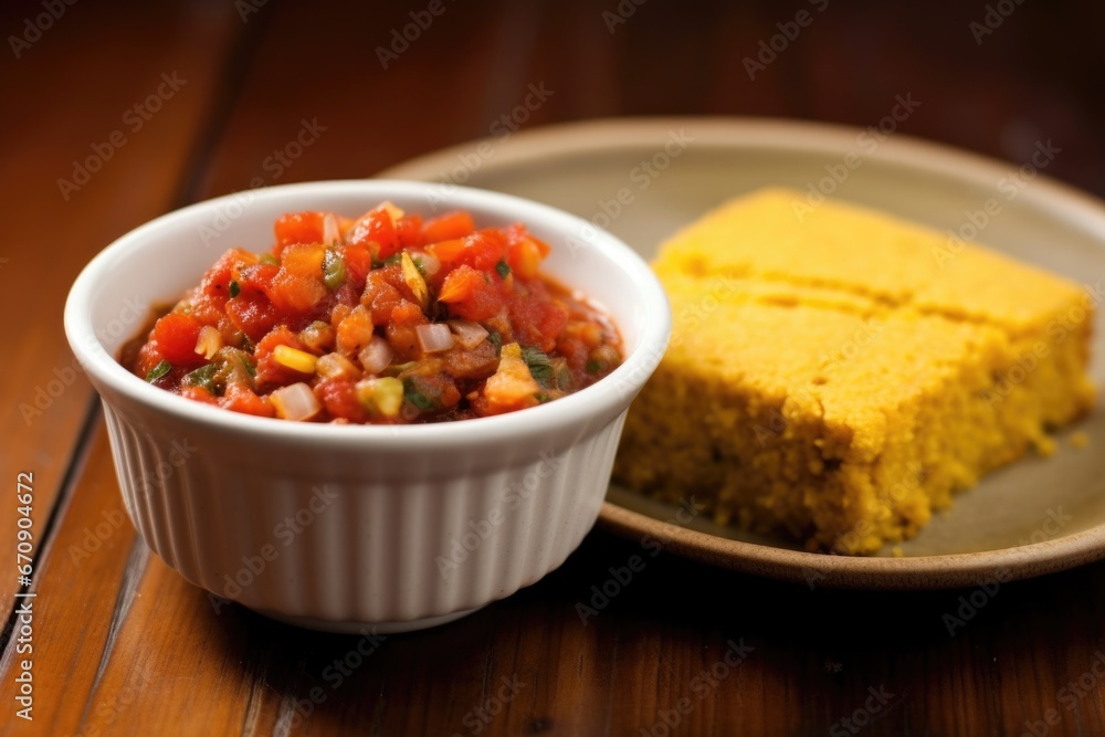 cornbread paired with a bowl of chili cornbread paired with a bowl of chili
