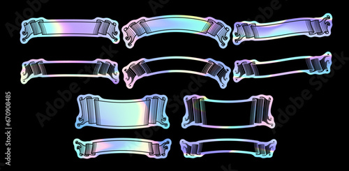 横長ホログラムステッカーデザインのラベルセット。