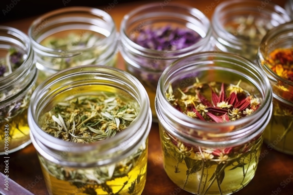 close-up shot of infusing botanicals in a transparent container close-up shot of infusing botanicals in a transparent container