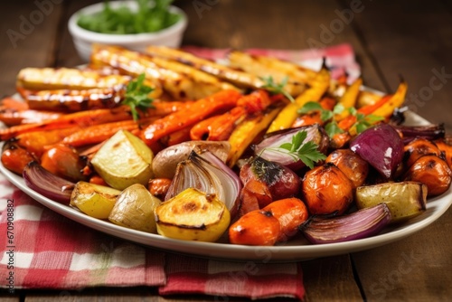 mixed platter of grilled root vegetables