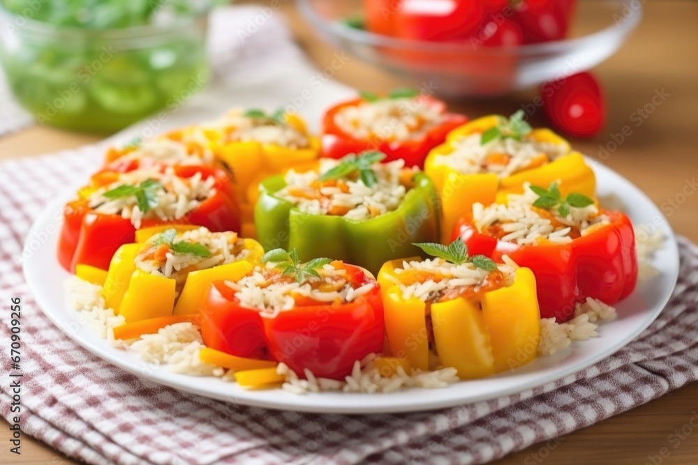 a colourful bell pepper and rice patty with cheese a colourful bell pepper and rice patty with cheese