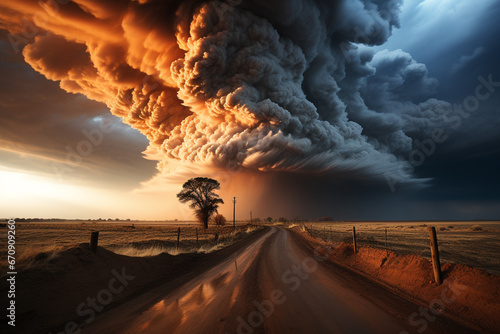 A time-lapse video capturing the formation and movement of a tornado across the open landscape.