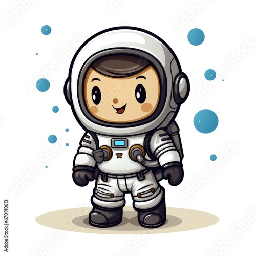 Cute Astronaut Space Logo , Cartoon, Icon Illustration © PicTCoral