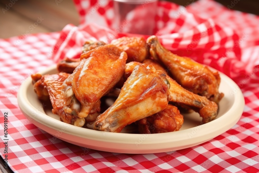 bbw wings served on a red and white checkered napkin bbw wings served on a red and white checkered napkin