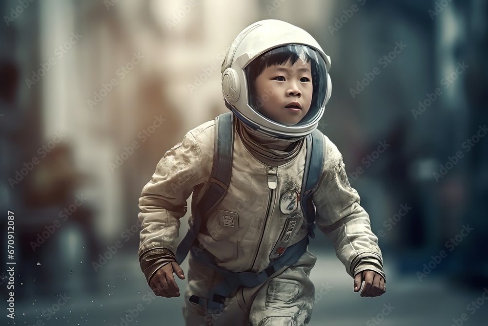 Asian boy dressed space suit science. Uniform costume wow shuttle happy. Generate Ai Asian boy dressed space suit science. Uniform costume wow shuttle happy. Generate Ai