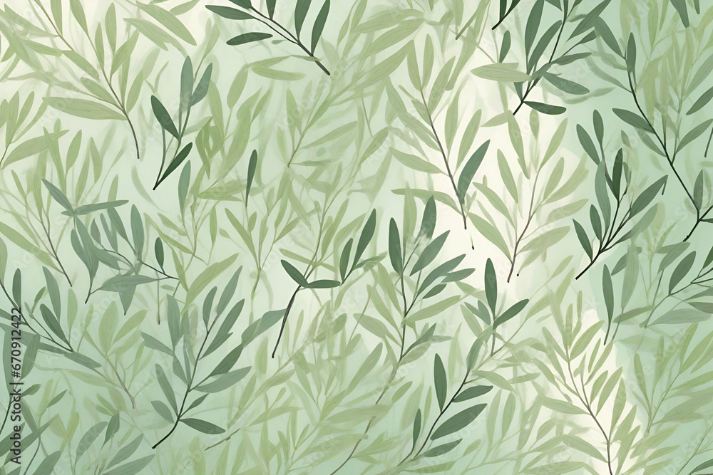 leaves pastel light green pattern background