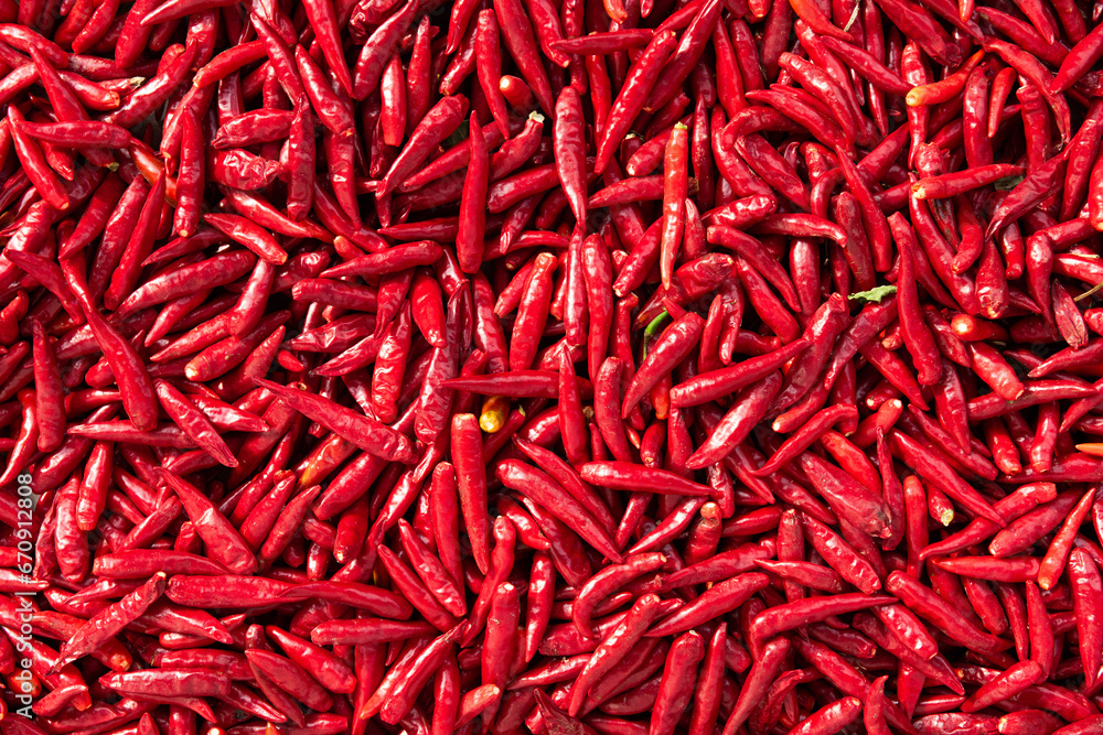 Ripe red hot chili peppers vegetable texture background. 