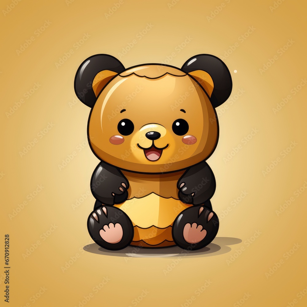 Cute Bear Bite Honeycomb , Cartoon, Icon Illustration Cute Bear Bite Honeycomb , Cartoon, Icon Illustration