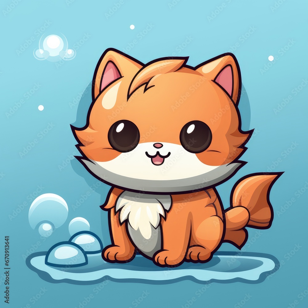Cute Cat Holding Fish , Cartoon, Icon Illustration Cute Cat Holding Fish , Cartoon, Icon Illustration