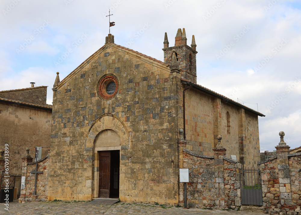Church of Holy Mary of the Assumption in Monteriggioni village in ITALY