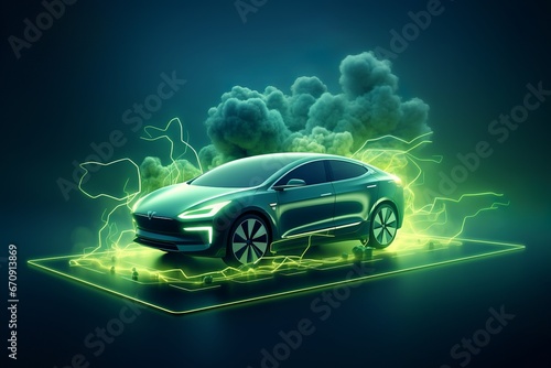 Electric car concept illustration © Pekr