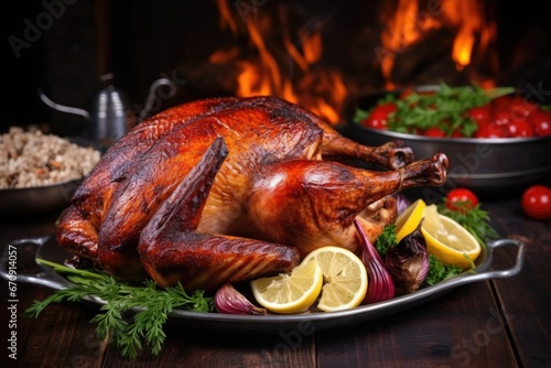 smoky, roasted turkey with a beautiful texture on the skin