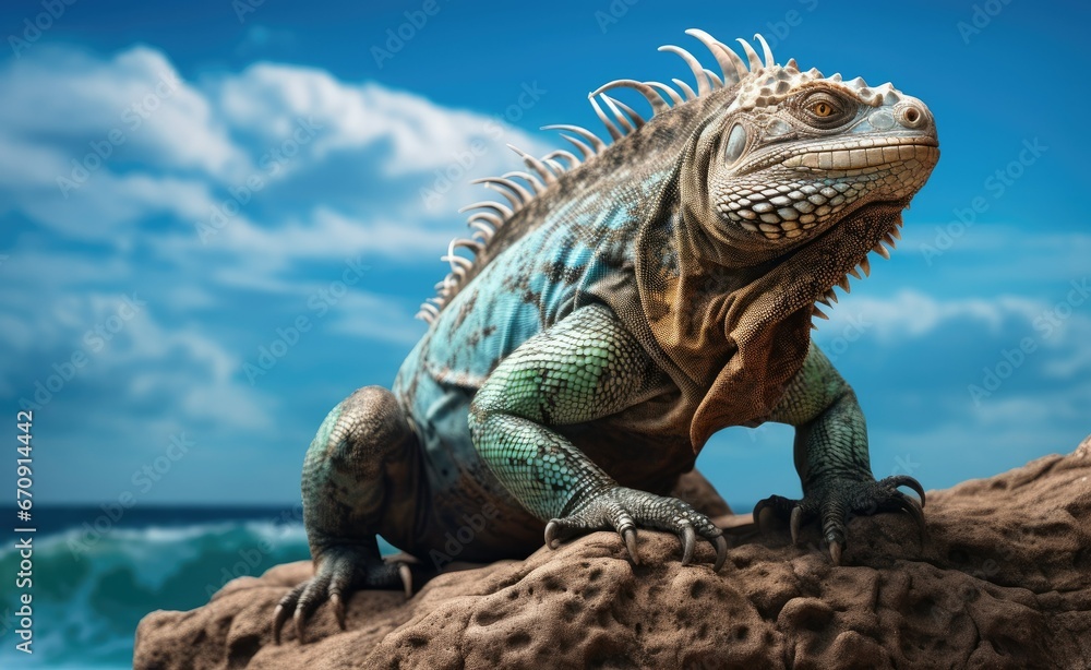 Obraz premium Beach iguana on a rock