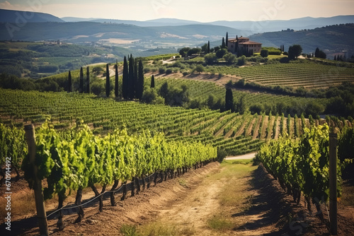 Vineyards of Montalcino (Siena, Tuscany, Italy) at summer photo