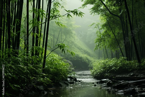  Tranquil bamboo forest in the hills of China, Generative AI © Shooting Star Std