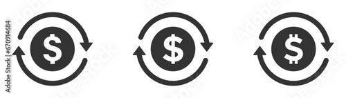 Refund money flat vector icons set