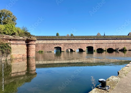 Tableau sur toile reflection of the old vauban dam in the river
