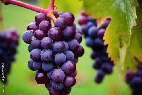 macro photo of organic grape cluster on vine