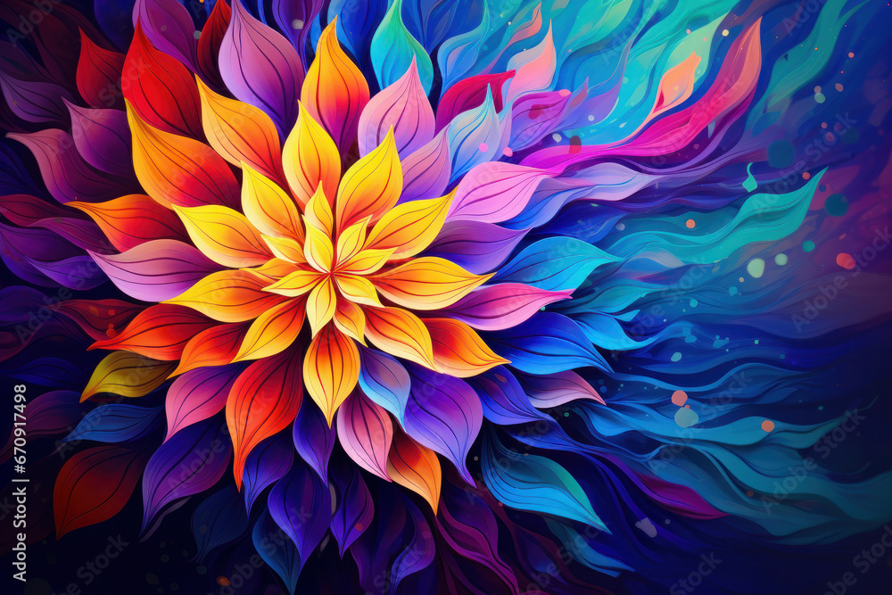 Beautiful abstract colorful flower design.Generative AI - obrazy, fototapety, plakaty 