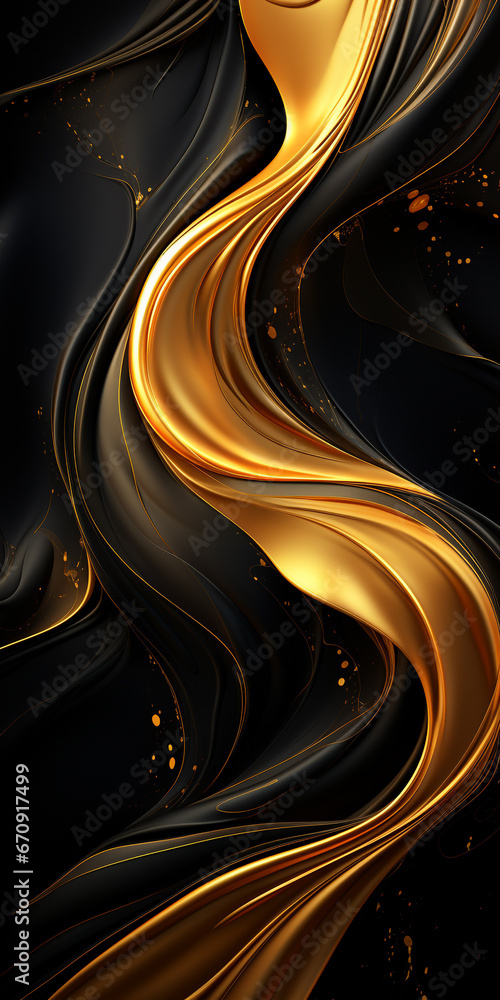 Obraz premium Abstract luxury black and gold wave background