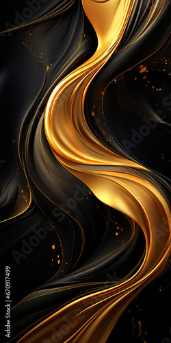 Abstract luxury black and gold wave background