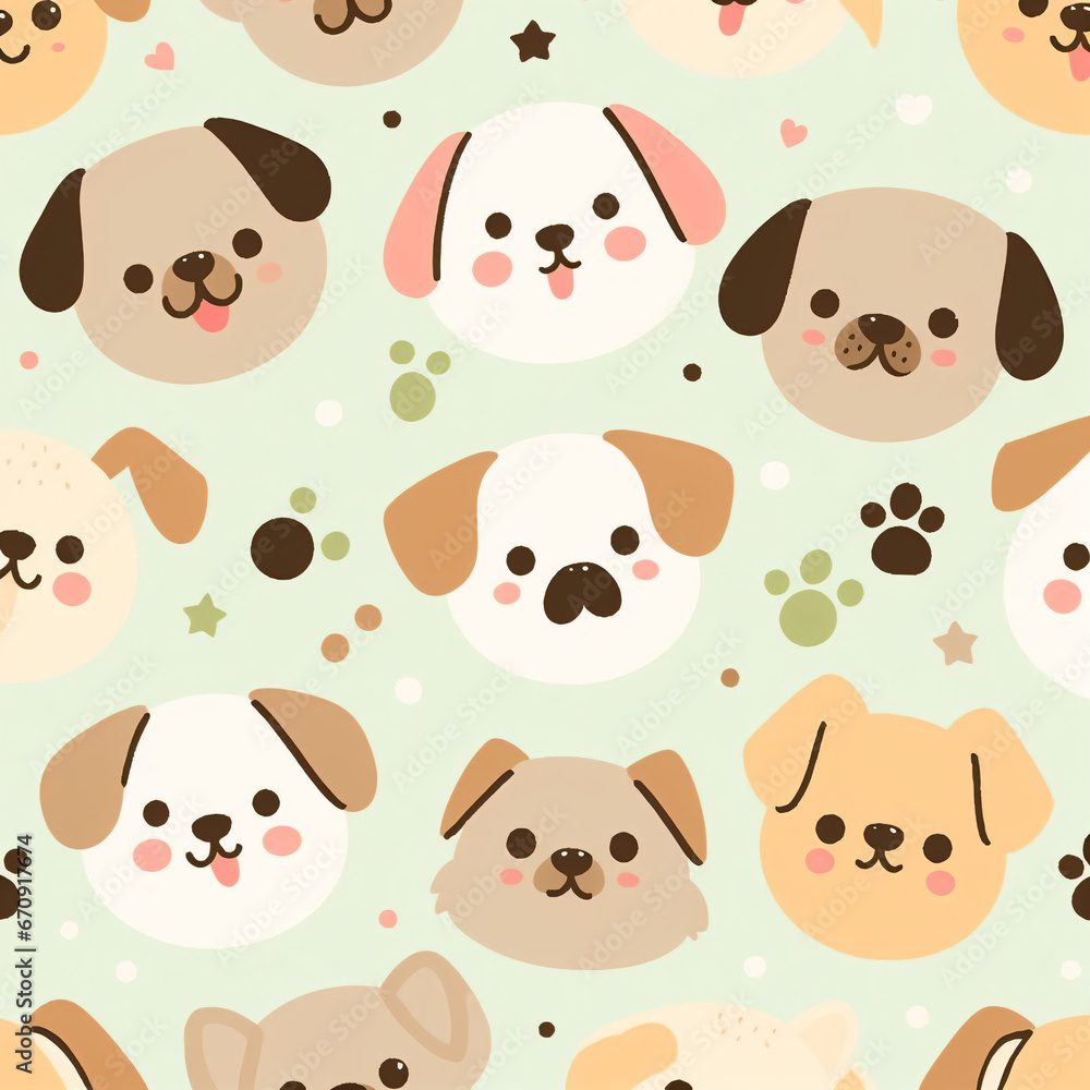 Fototapeta premium seamless pattern with dogs - Generative AI