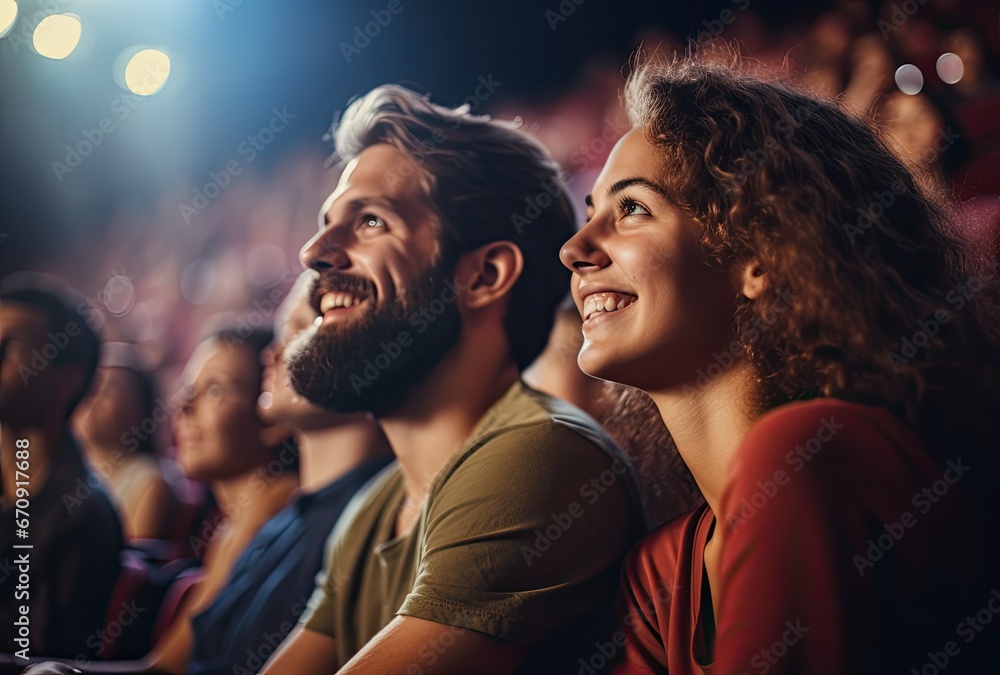Happy Audience Diverse Audience Having Fun in a Theater or Cinema Performance Happy Audience Diverse Audience Having Fun in a Theater or Cinema Performance