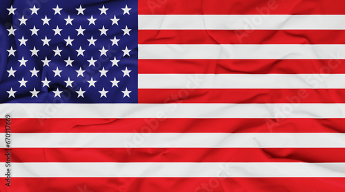 flag of the United States of America with vibrant colors and fabric background