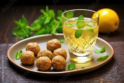 saison with a dish of mint-marinated meatballs